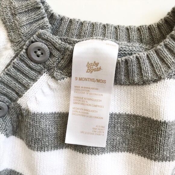 Oshkosh gray/white stripe knit sweater  EUC 9m - Picture 3 of 4
